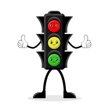Cute traffic light. Cartoon simple style.  Stock Illustration