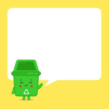 Cute Trash Can with Speech Bubbles Stock Illustration