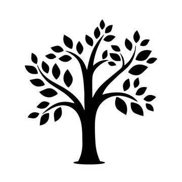 Cute tree, black tree of life icon, tree logo Stock Illustration