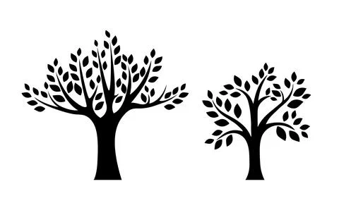 Cute tree, black tree of life icon, tree logo Stock Illustration