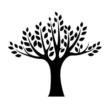 Cute tree, black tree of life icon, tree logo Stock Illustration