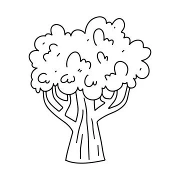 Cute tree in hand drawn doodle style. Vector illustration isolated on white b Stock Illustration