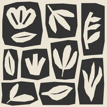 Cute trendy seamless pattern with abstract collage of organic shapes Stock Illustration