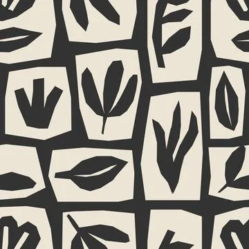 Cute trendy seamless pattern with abstract collage of organic shapes Illustrazione stock