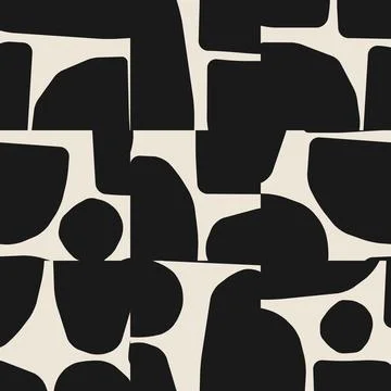 Cute trendy seamless pattern with abstract paper cut elements shape Stock Illustration