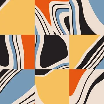 Cute trendy seamless pattern with abstract paper cut elements shape Illustrazione stock