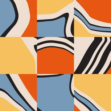 Cute trendy seamless pattern with abstract paper cut elements shape Stock Illustration