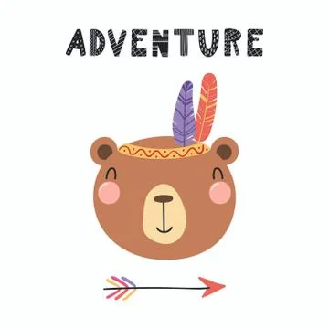 Cute tribal bear Illustrazione stock