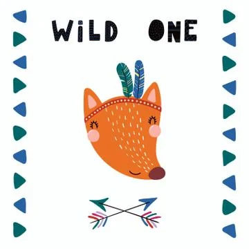 Cute tribal fox Stock Illustration