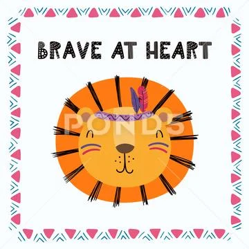 Cute tribal lion Stock Illustration