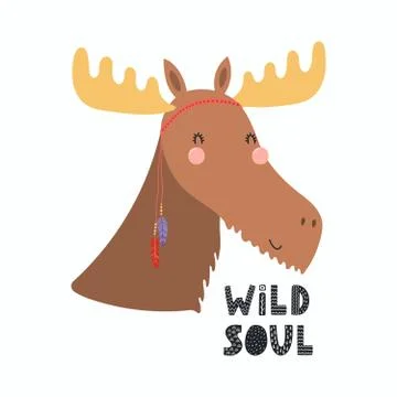 Cute tribal moose Stock Illustration