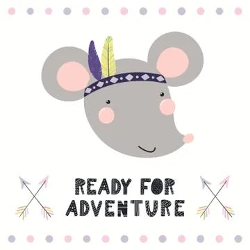 Cute tribal mouse Stock Illustration