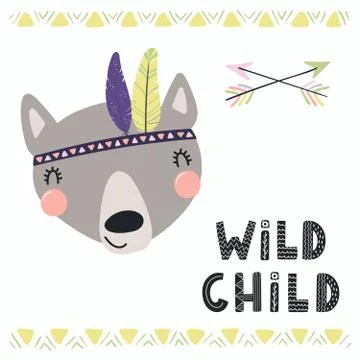 Cute tribal wolf Illustrazione stock