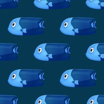 Cute tropical fish on dark background. Brightly-coloured ocean fish. Underwat Stock Illustration