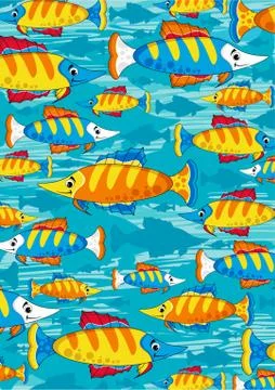 Cute Tropical Fish Pattern Stock Illustration