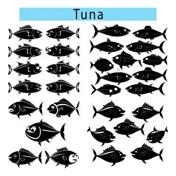 Cute Tuna fish vector illustration, Tuna silhouette vector graphics Stockillustratie