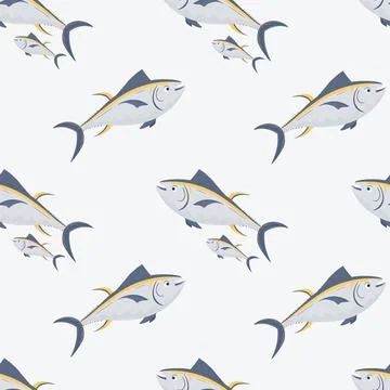 Cute tuna seamless pattern, background textile or wrapping paper or packaging Stock Illustration