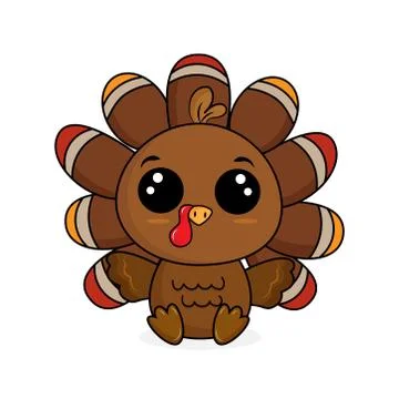 Cute turkey. Flat vector illustration.  Illustrazione stock
