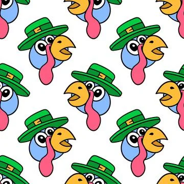 Cute turkey fowl seamless pattern textile print. repeat pattern background de Illustrazione stock