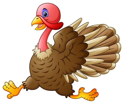 Cute turkey running Stock Illustration