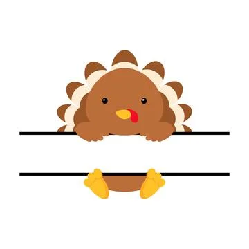 Cute turkey split monogram. Funny cartoon character for shirt, scrapbooking,  Stock Illustration