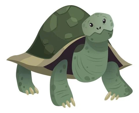 Cute turtle. Big green shell sea animal Illustrazione stock
