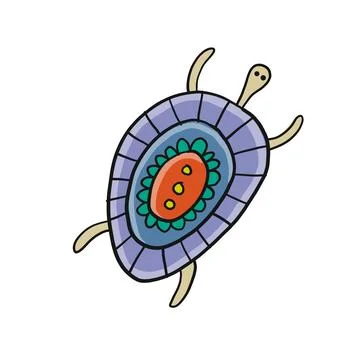 Cute Turtle design. Tortoise art print isolated on white Stock Illustration