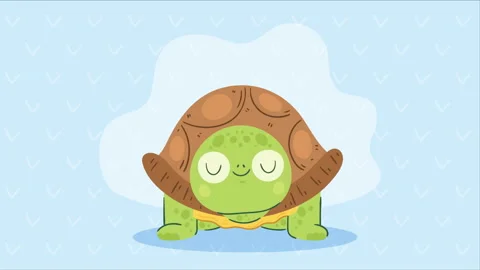 Cute turtle front character animation Stock Footage 238881156