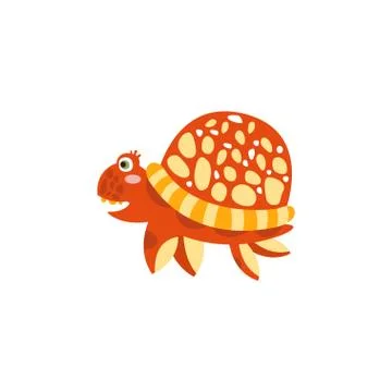 Cute turtle, funny sea creature hand drawn vector Illustration 스톡 일러스트