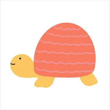 Cute turtle hand drawn in doodle style illustration for children Stock Illustration