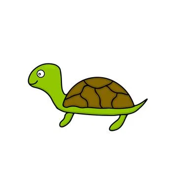 Cute turtle isolated on white. Hand drawn cartoon character. Vector illustrat 스톡 일러스트