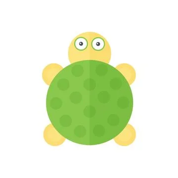 Cute turtle with round green shell, funny animal from geometric shapes Stock Illustration