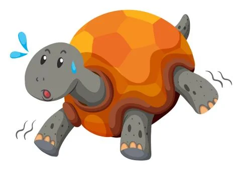 Cute turtle running with swet 스톡 일러스트