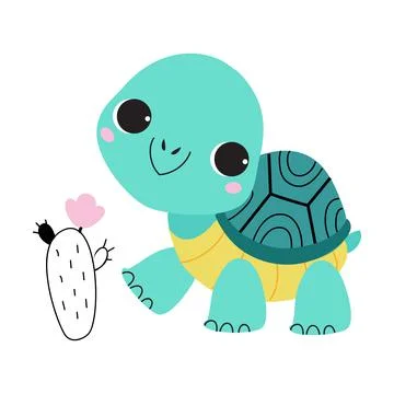 Cute Turtle with Shell and Short Feet Walking Vector Illustration Stock Illustration