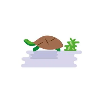 Cute turtle with shrub vector design Stock Illustration