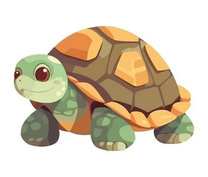 Cute turtle sitting , cheerful mascot 库存插图