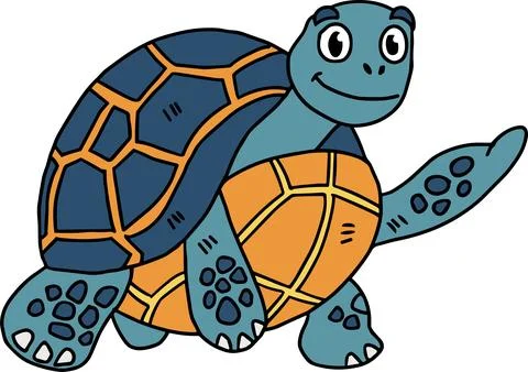 A cute turtle with a smile on its face Stock Illustration