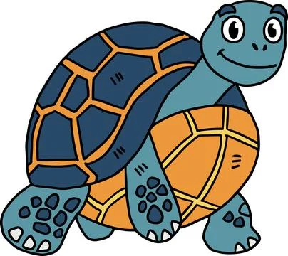 A cute turtle with a smile on its face Stock Illustration
