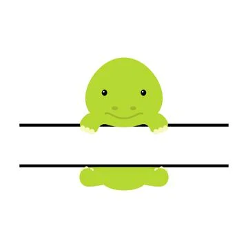 Cute turtle split monogram. Funny cartoon character for shirt, scrapbooking,  Stock Illustration