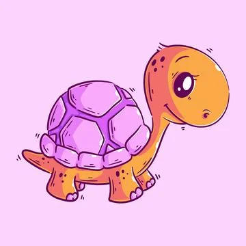 Cute turtle standing in cartoon style vector Stock Illustration