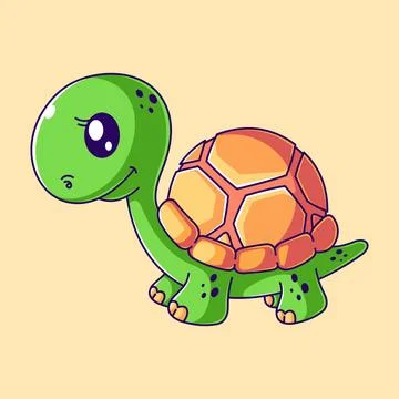 Cute turtle standing in cartoon style Stock Illustration