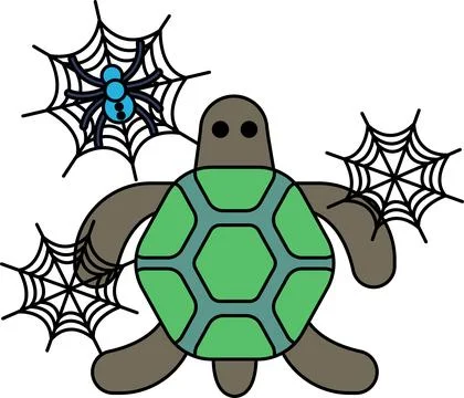 Cute turtle swims through webs Stock Illustration