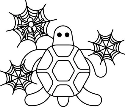 Cute turtle swims through webs Stock Illustration
