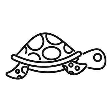 Cute turtle walking and showing its shell with circle pattern Stock Illustration