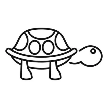 Cute turtle walking side view line icon, tortoise logo 스톡 일러스트