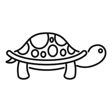Cute turtle walking side view icon lineart drawing Stock Illustration