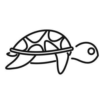 Cute turtle walking side view black and white line art drawing Illustrazione stock