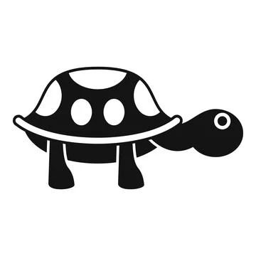 Cute turtle walking slowly with black shell and big head icon Stockillustratie