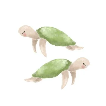 Cute Turtle watercolor  Stockillustratie