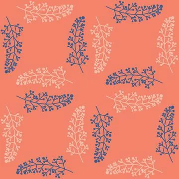 Cute twig organic seamless pattern on pink background for wrapping paper desi Stockillustratie